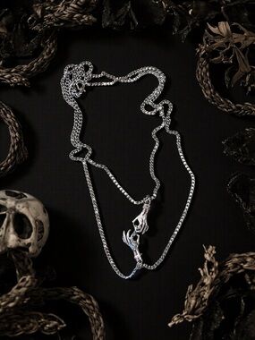 Warlock Patron DND Silvertoned Layered Necklace